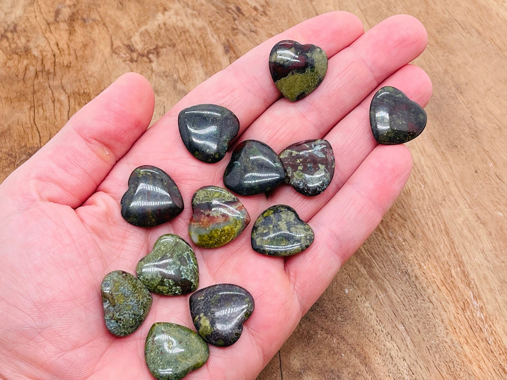 Dragon Blood Jasper heart gemstone, 20x20x6mm, with deep red and black patterns, from GemstoneGO.