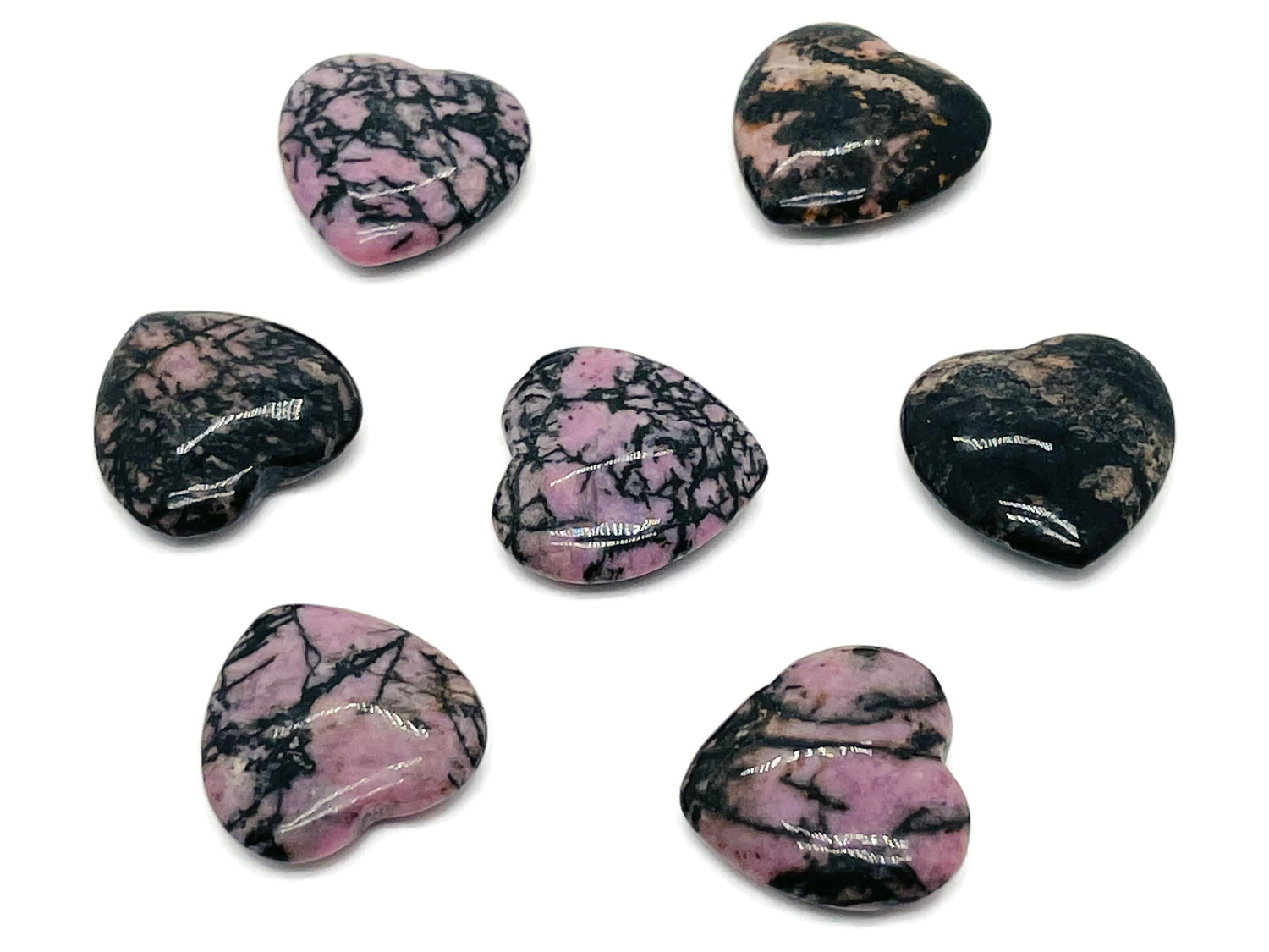 Rhodonite Heart Gemstone - 20x20x6mm - HE1083