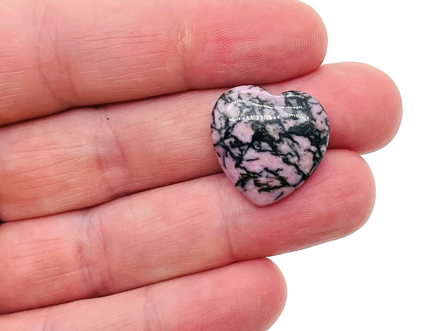 Rhodonite Heart Gemstone - 20x20x6mm - HE1083