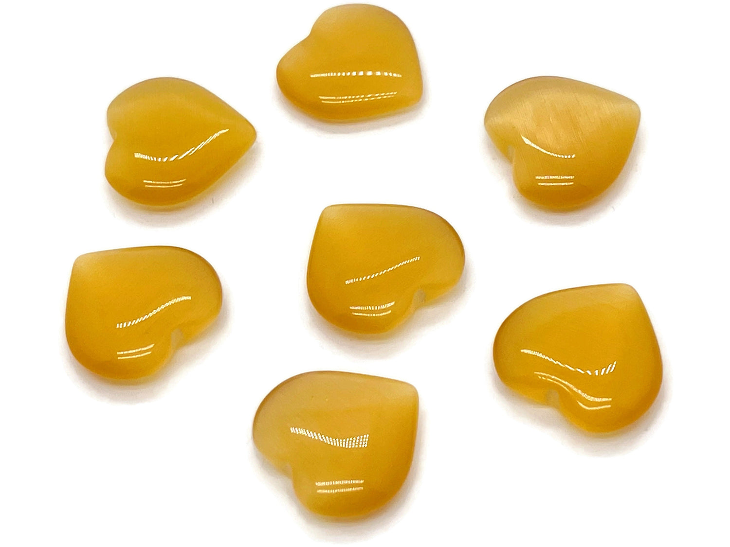 Pierre précieuse œil-de-chat jaune en forme de cœur - Pierres de guérison - Cœur sculpté - Pierres naturelles - 20 x 20 x 6 cm - HE1087