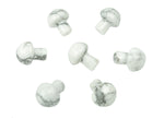20mm Howlite mushroom carved gemstone from GemstoneGO, showcasing smooth white stone with natural veining and mushroom shape.