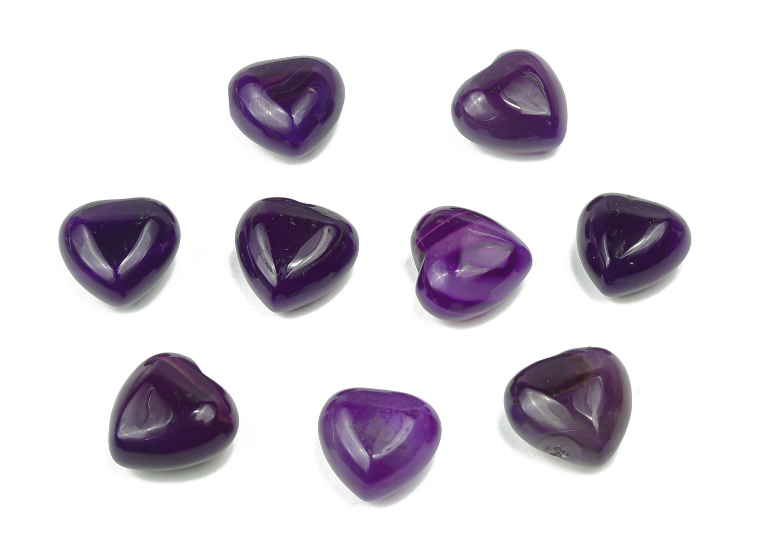 Purple Agate Heart Gemstone - Puffy Heart Shaped - 15x15x9mm - HE1042