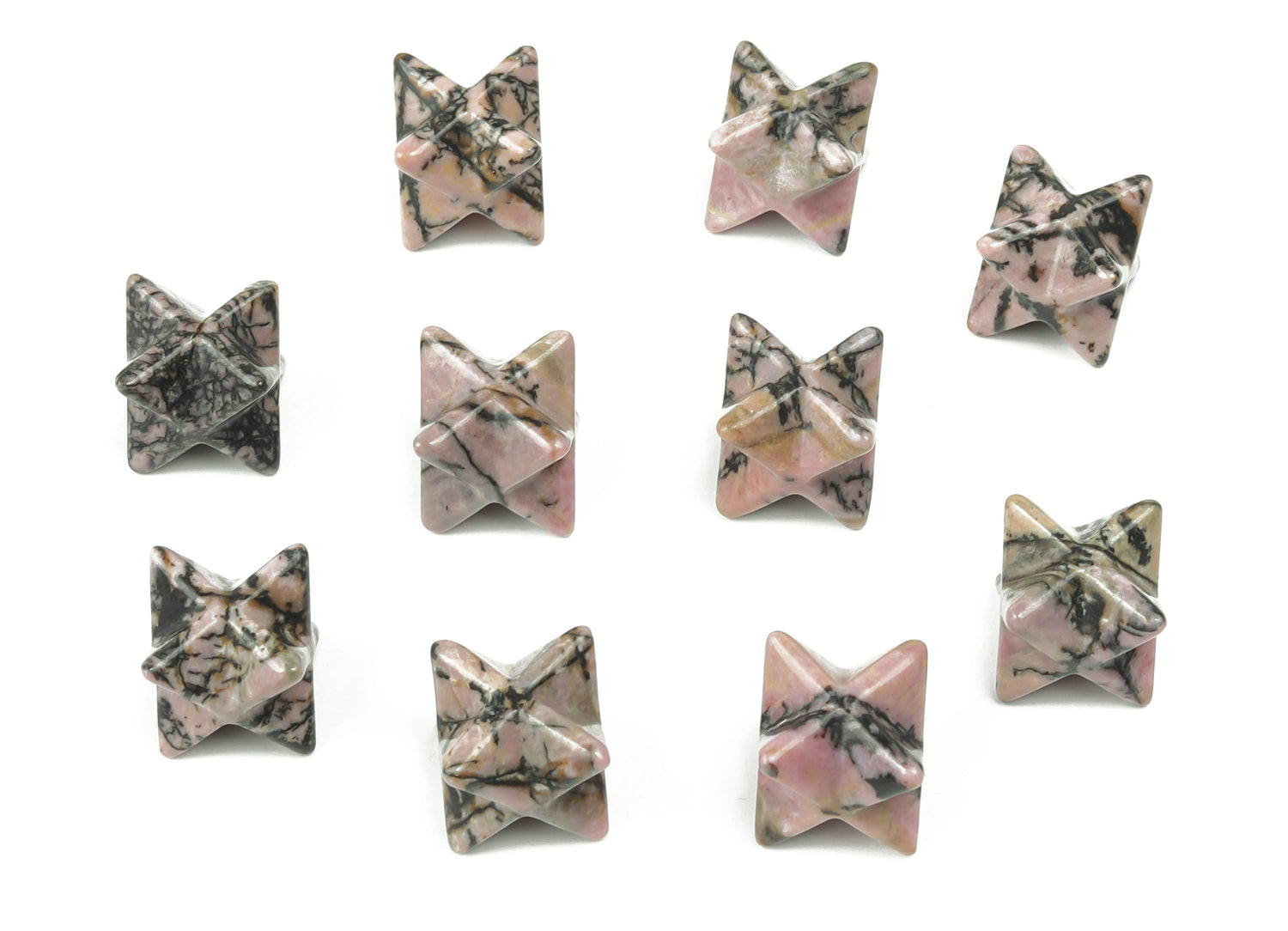 Rhodonite Merkaba Star Crystal - Reiki Healing - 13mm - ME1017