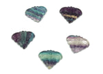 Fluorite butterfly carving gemstone from GemstoneGO, showcasing vibrant green and purple hues in a detailed butterfly shape.