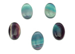 Fluorite flat gemstone slab from GemstoneGO, showing vibrant green and purple mineral colors with smooth, polished surface.