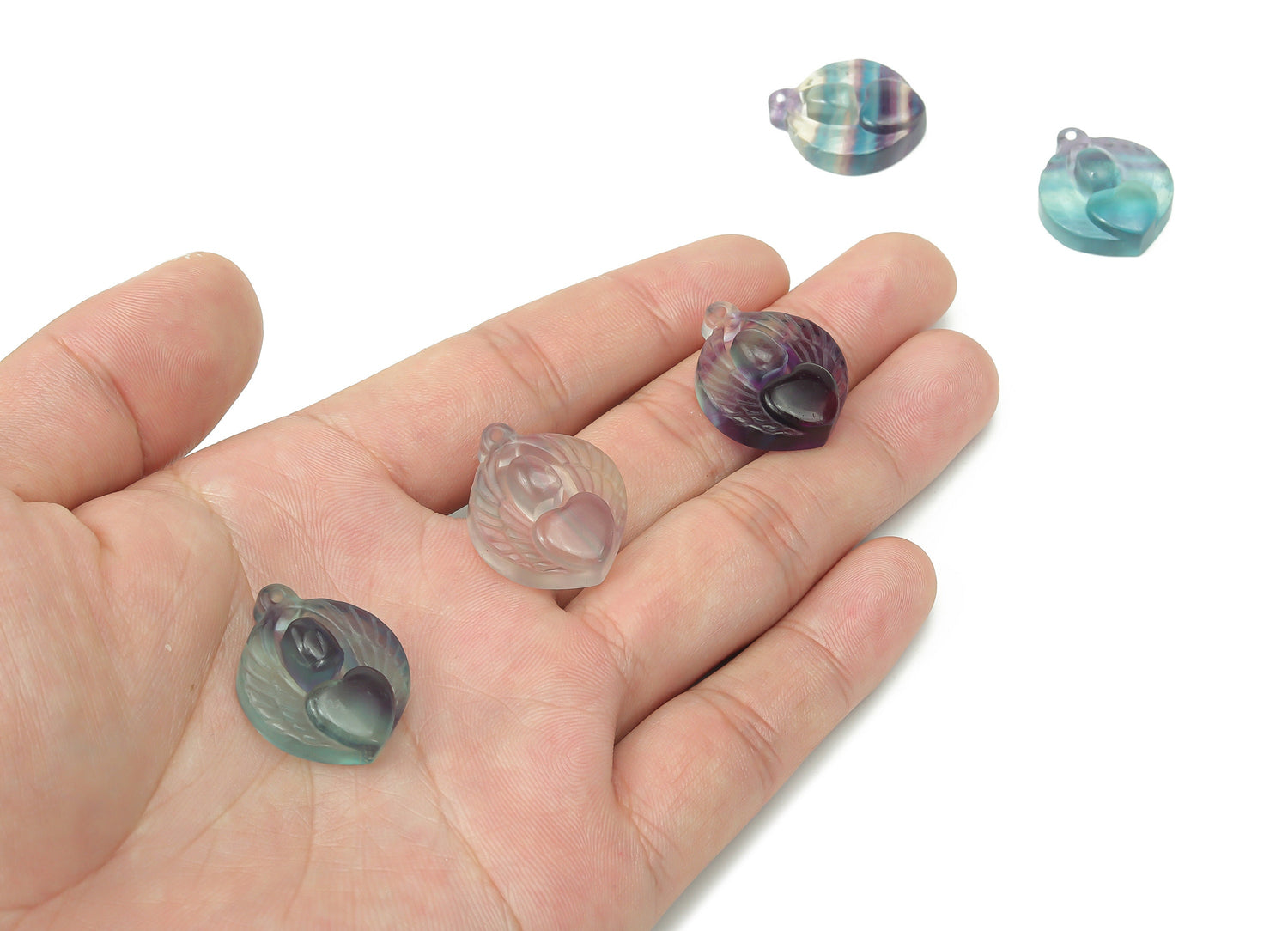 Fluorite Heart Crystal Pendant - Hole Fluorite Pendant - NC1095