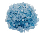 Semi-tumbled celestite crystal chips from GemstoneGO, 5-10mm bulk gemstone stones with blue and white natural mineral appearance.