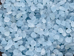 Semi-tumbled Celestite crystal chips in 5-10mm, natural blue gemstone stones, ideal for jewelry or crystal healing.