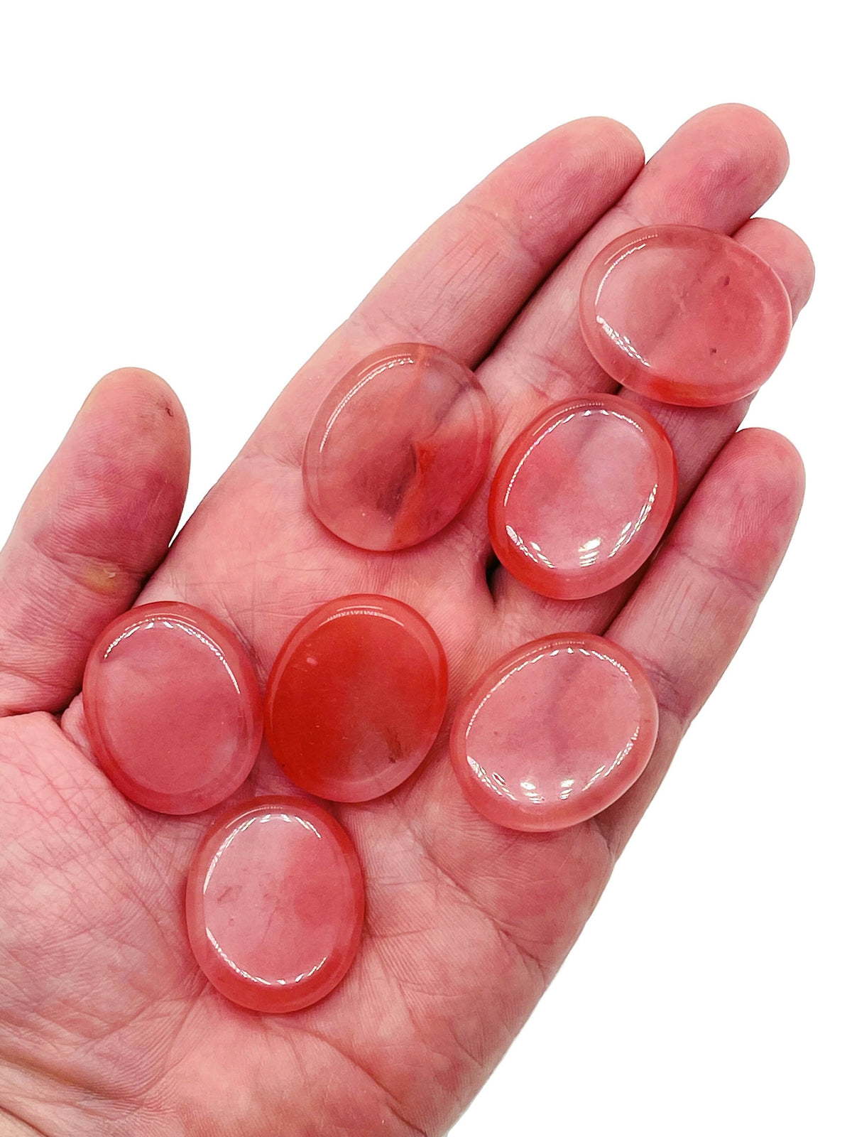 Cherry Quartz flat gemstone slab from GemstoneGO, showing a 30x25x7 cm polished crystal with rich red color and smooth surface.