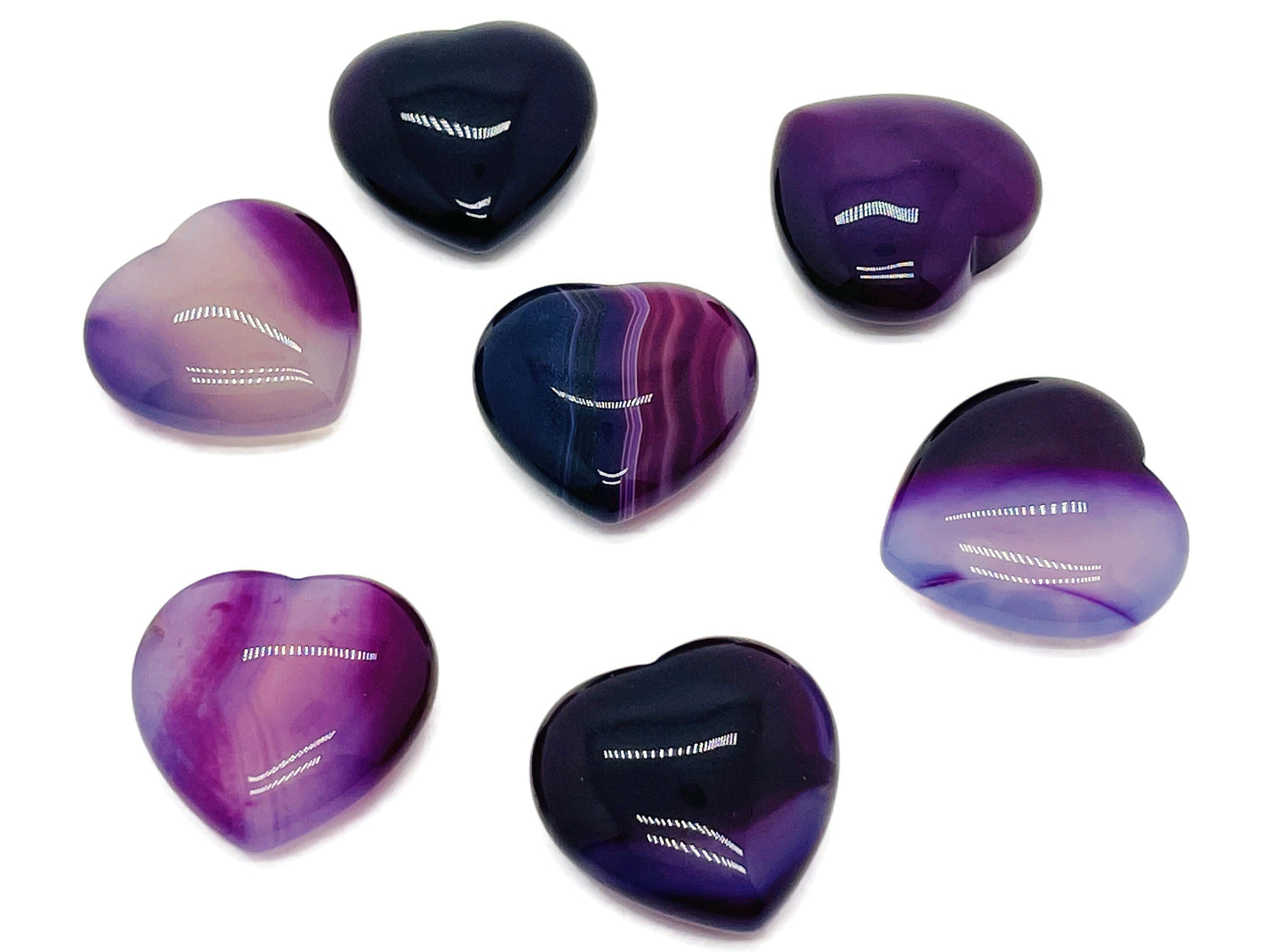 Purple Agate Heart Gemstone - 30mm - HE1197