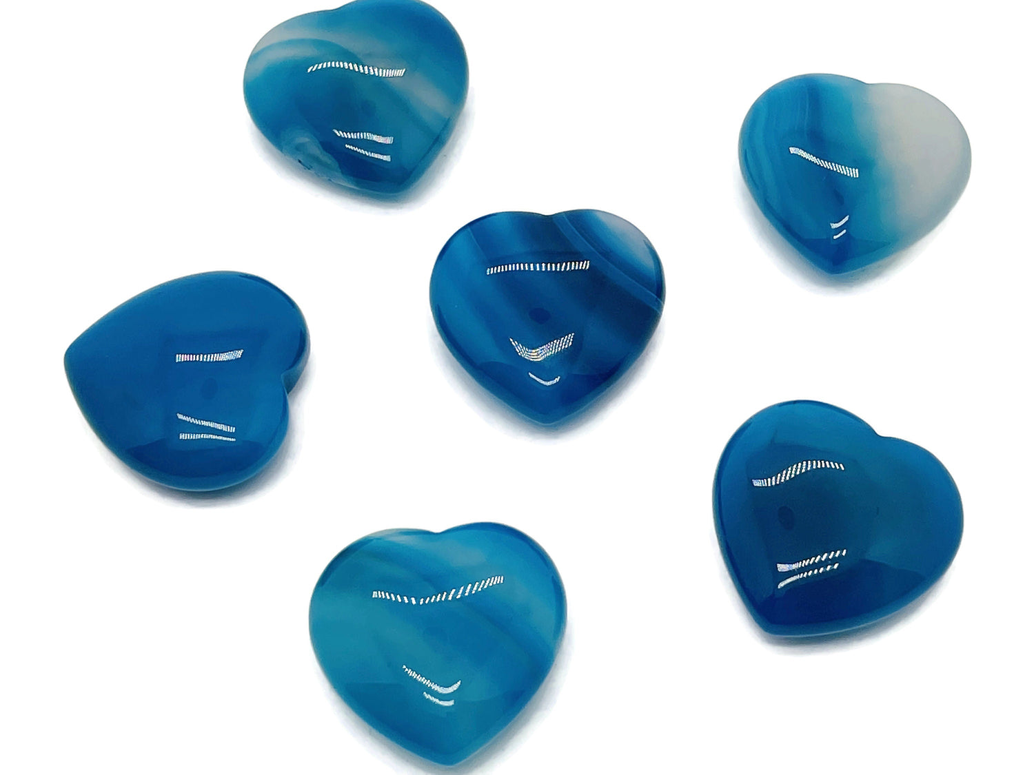 Blue agate heart-shaped gemstone pendant, 30mm, crafted by GemstoneGO, showcasing vibrant blue and natural stone details.