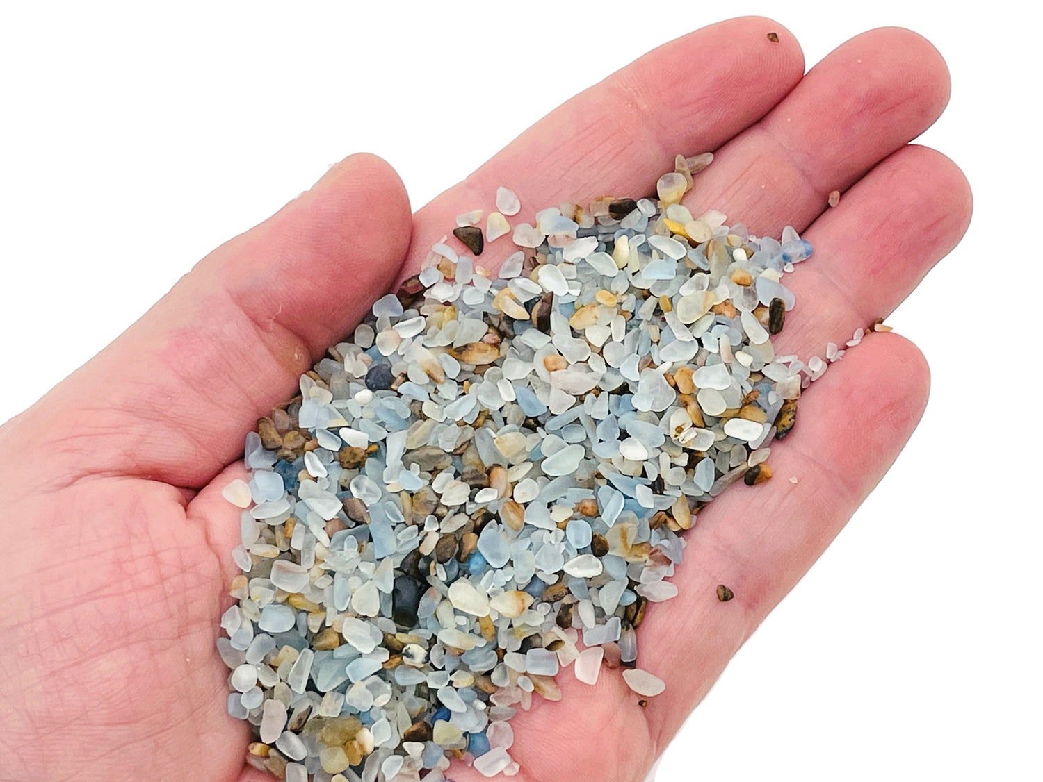 Éclats d'onyx bleu - Éclats de calcite aquatine lémurienne ?€? Éclats de cristal semi-polis - Cristal en vrac - 2-6 mm - CP1148