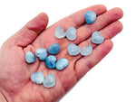 Aquamarine heart-shaped gemstone, 15x15x9mm, from GemstoneGO, showcasing a vibrant blue color and polished surface.