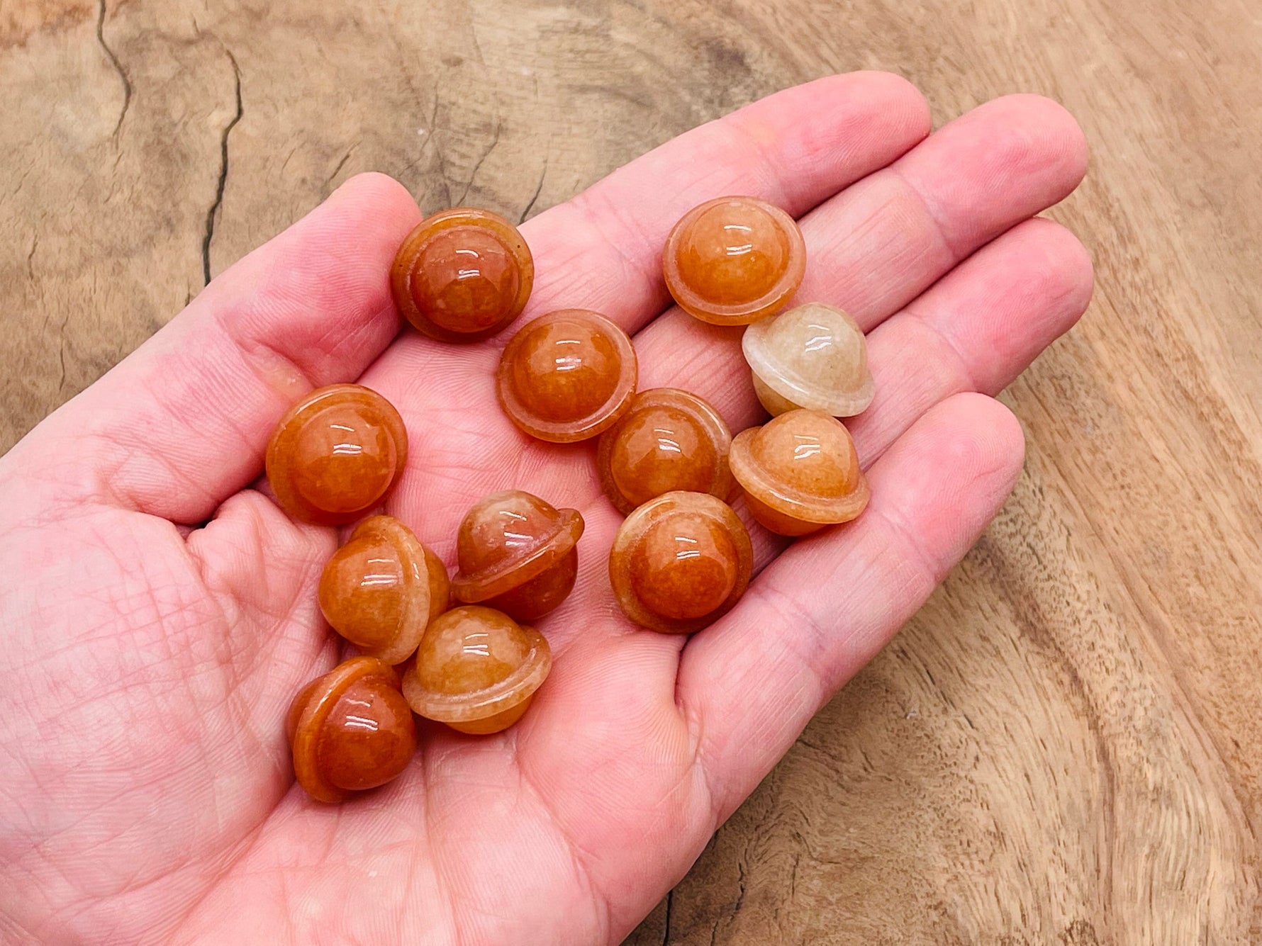 Orange Aventurine Saturn crystal carved mini planet gemstone, 18mm, from GemstoneGO, featuring detailed planetary design.