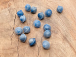 Blue aventurine Saturn crystal carved mini planet gemstone, 18mm, from GemstoneGO, showcasing detailed planetary design and smooth surface.