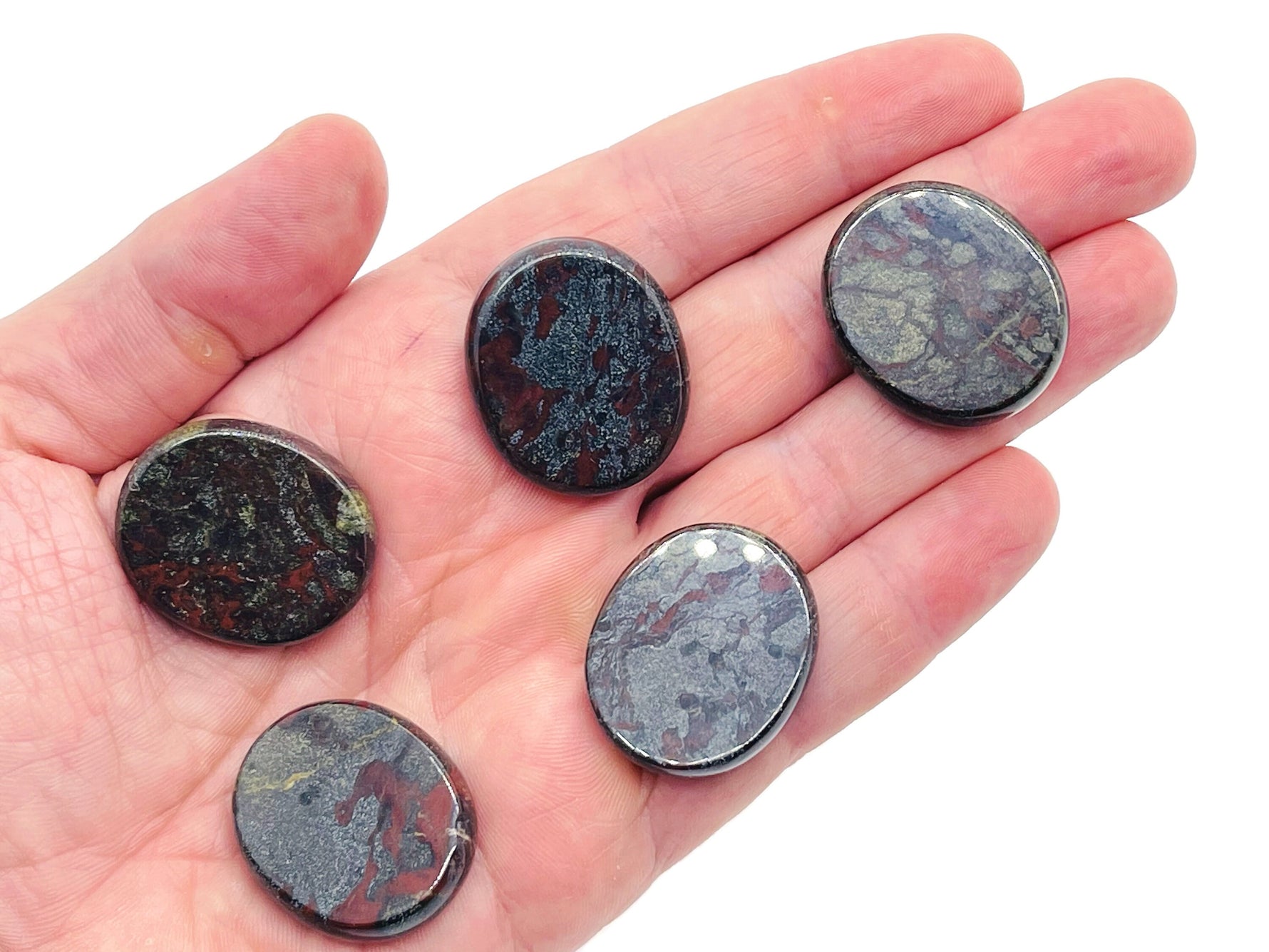 Dragon Blood Jasper flat gemstone slab from GemstoneGO, showing vibrant red and brown patterns on a 30x25x7 cm crystal slab.