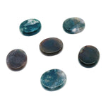 Moss Agate flat gemstone slab with green and brown mineral patterns, measuring 30x25x7 mm, from GemstoneGO.