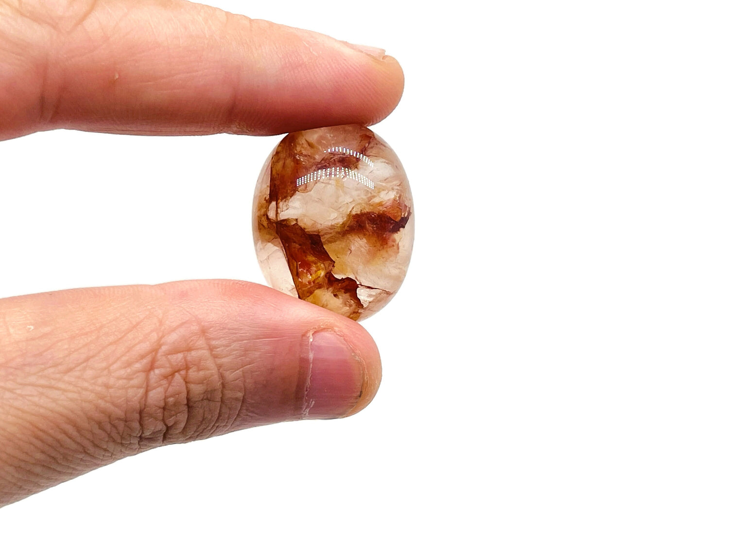 Fire Quartz Tumbled Stone - Red Hematoid Quartz Stone - TU1001