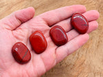 Red Jasper flat gemstone slab from GemstoneGO, showcasing vibrant red color and polished surface for crystal healing and decor.