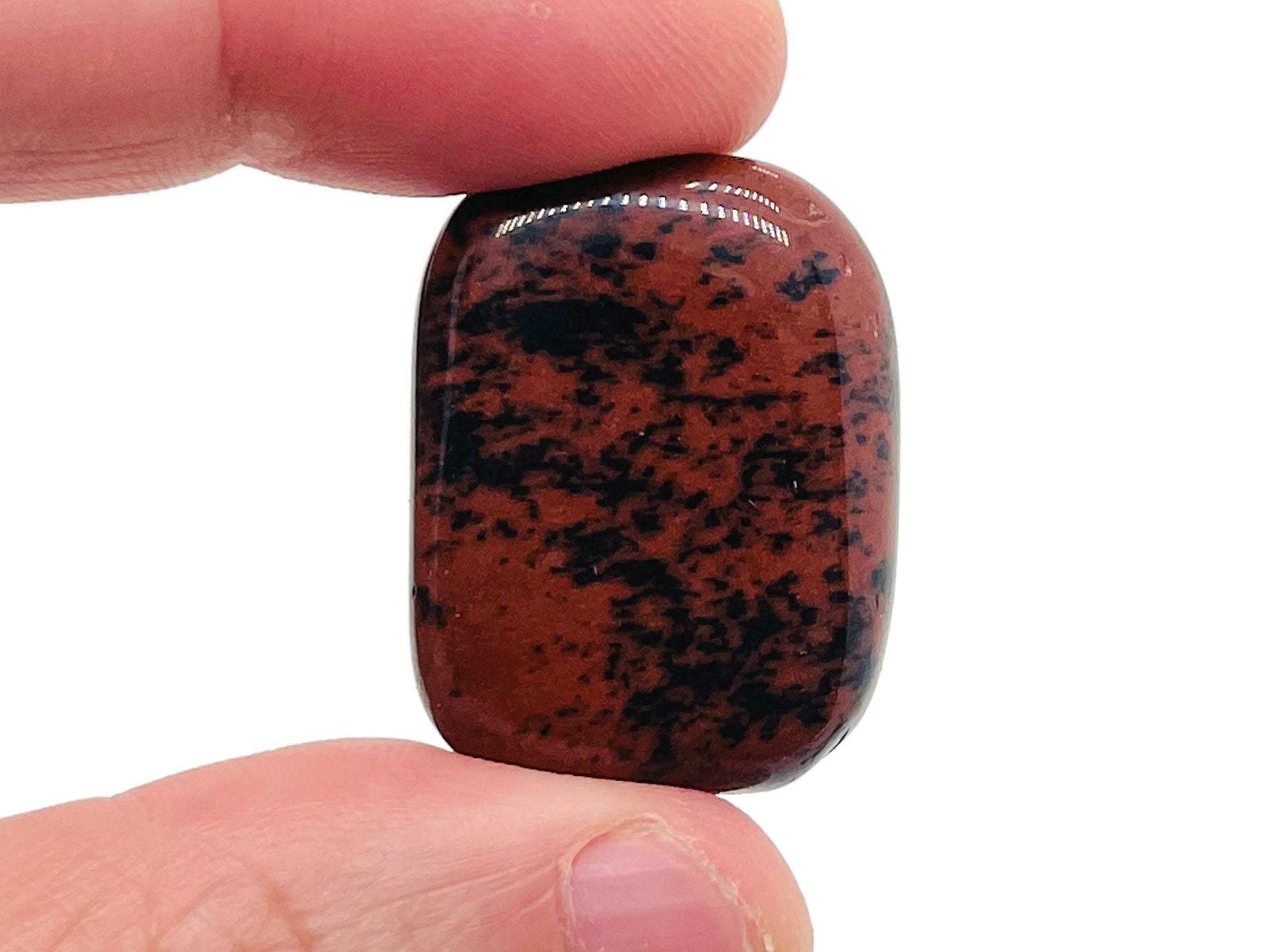 Mahogany Obsidian flat gemstone slab from GemstoneGO, showcasing deep reddish-brown and black layered crystal pattern.