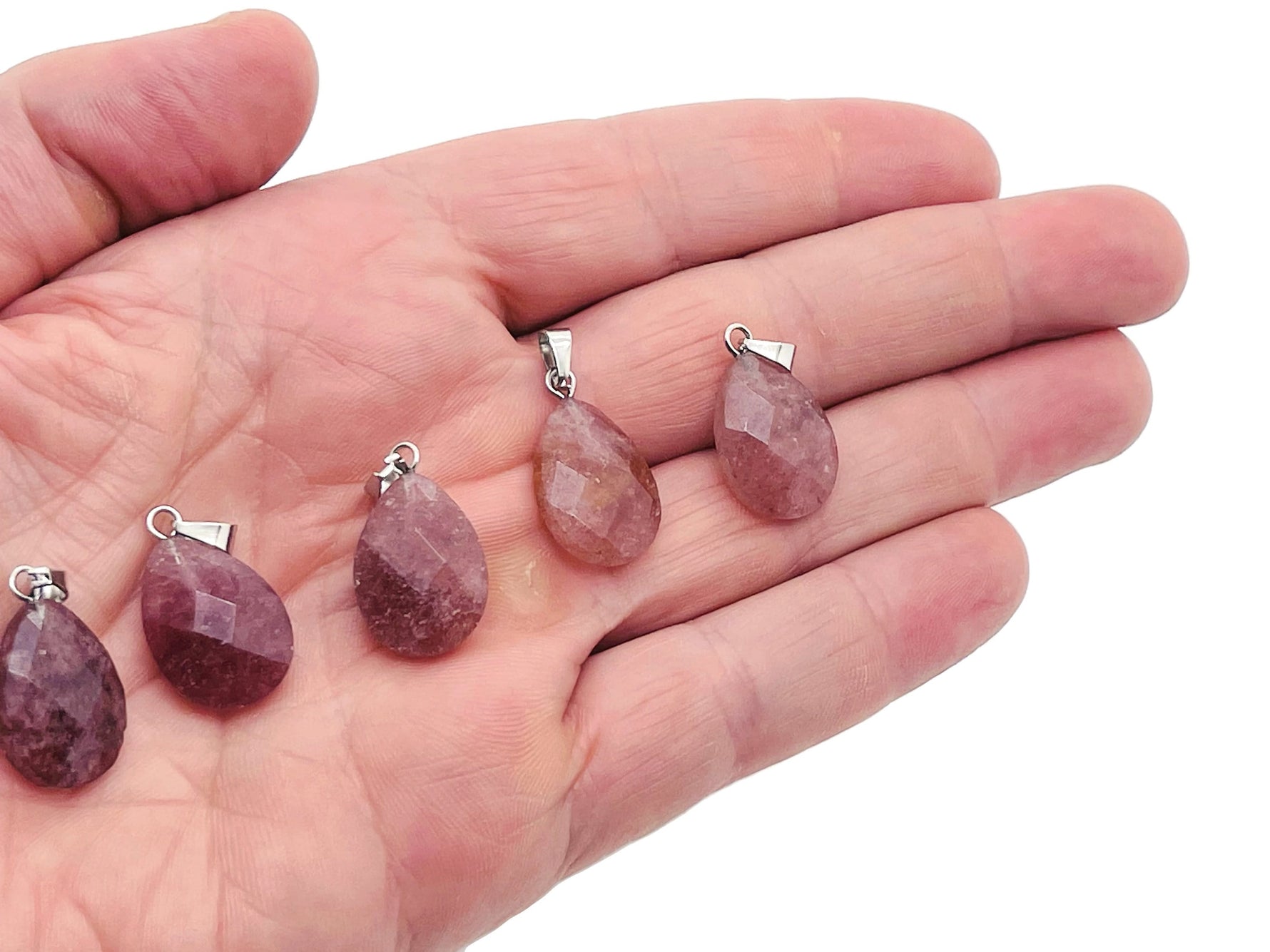 Strawberry Quartz crystal pendant, 20mm gemstone jewelry making supply from GemstoneGO, showcasing a polished red and pink stone.