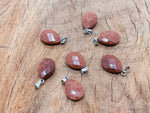 Goldstone crystal pendant, 20mm, jewelry making supply by GemstoneGO, featuring a shimmering gold-colored glass and mineral pendant.