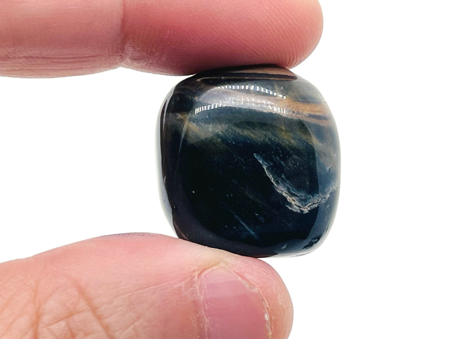 Blue Tiger Eye Tumbled Stone - Hawk Eye Stone - TU1046