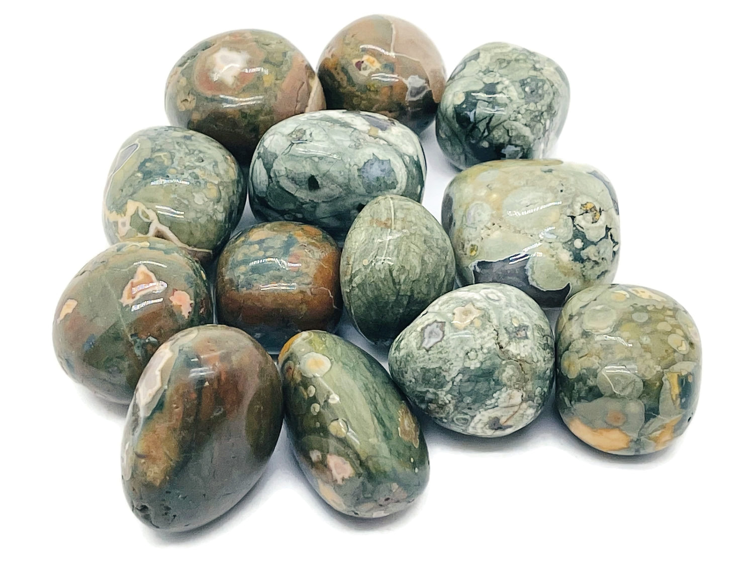 Green Rhyolite Tumbled Stone - Rainforest Crystal - TU1208