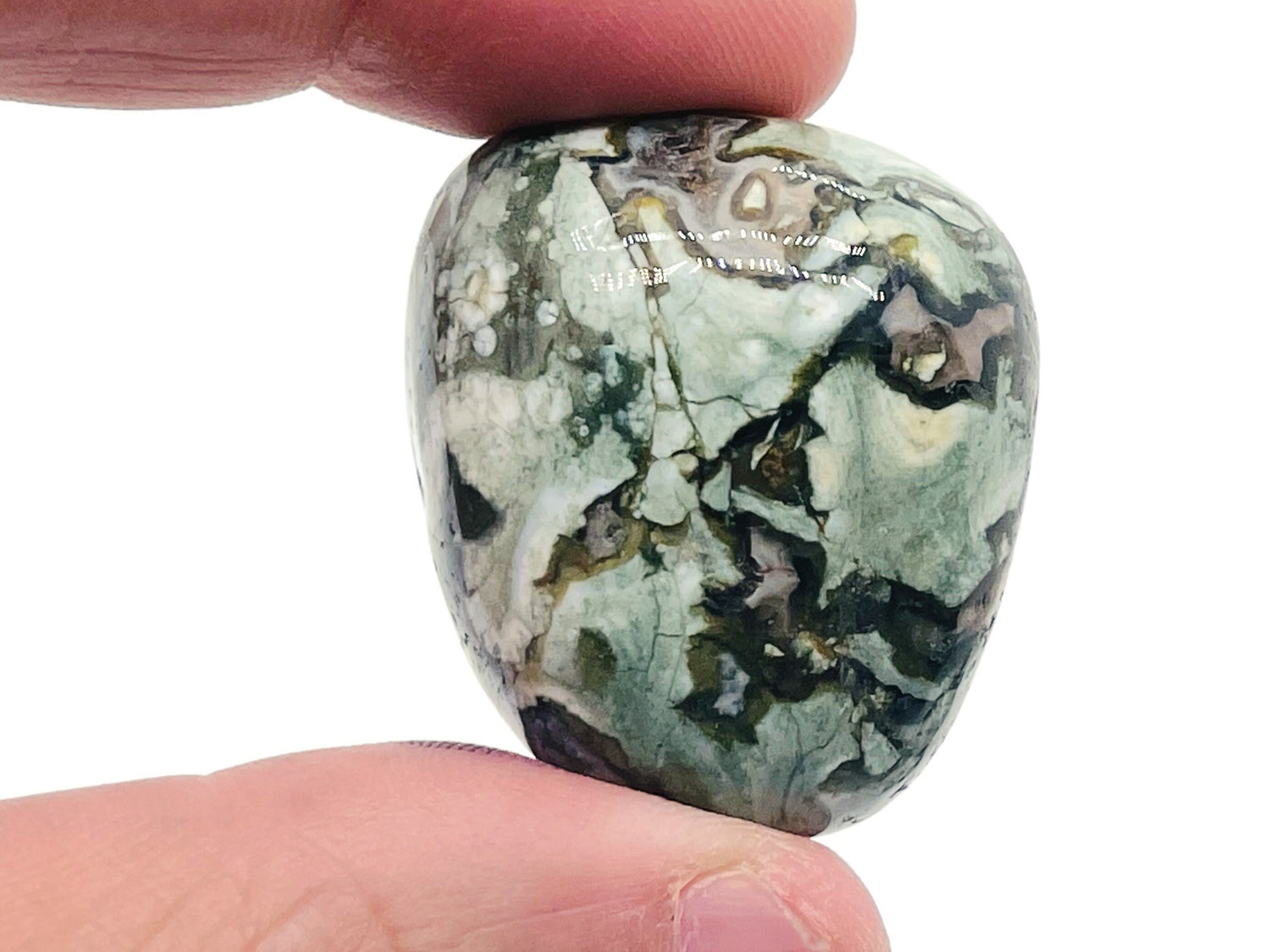 Green Rhyolite Tumbled Stone - Rainforest Crystal - TU1208