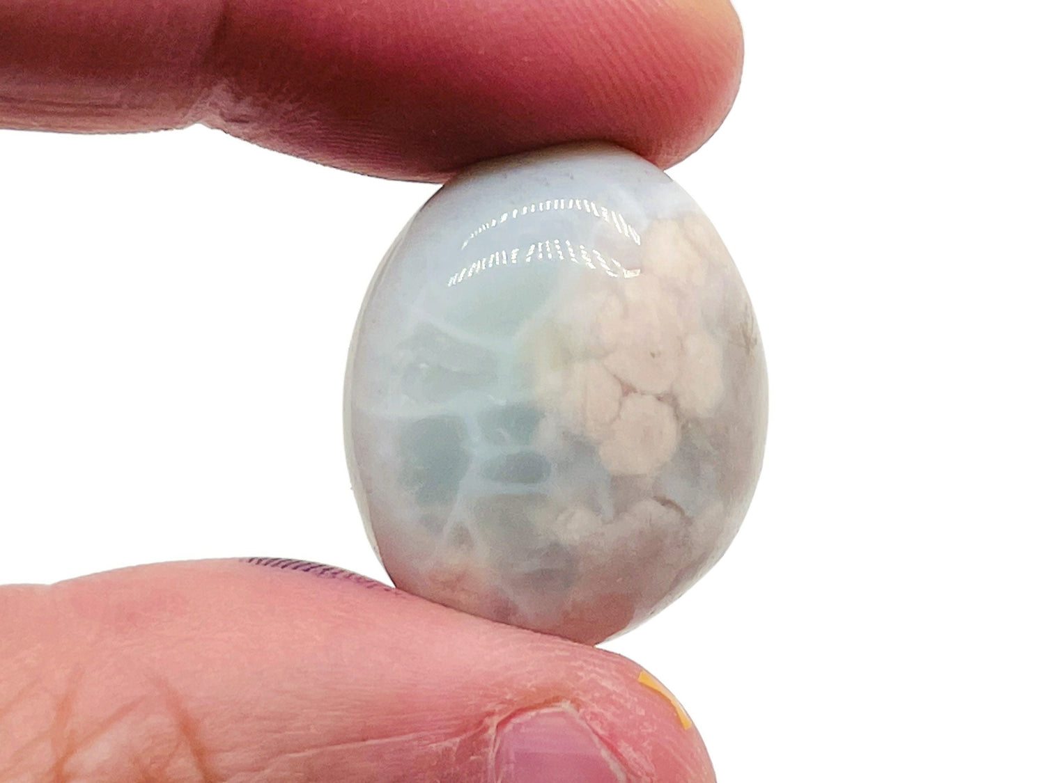 Green Flower Agate Tumbled Stone - TU1209