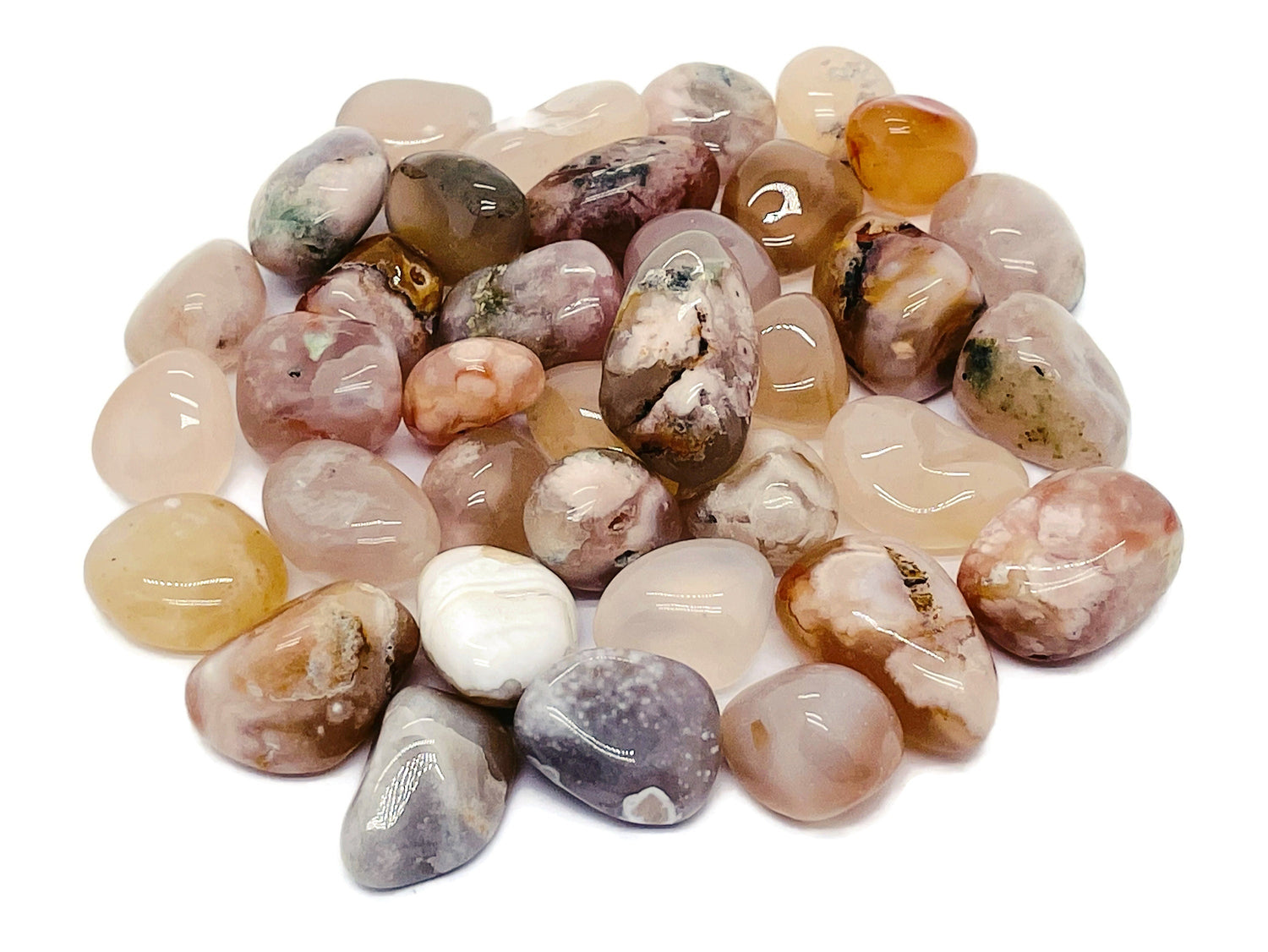 Pierre roulée d'agate florale - Agate fleur de cerisier - TU1026