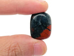 African Bloodstone tumbled gemstone from GemstoneGO showing deep green stone with red blood-like inclusions.
