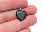 Mini obsidian heart pendant from GemstoneGO featuring a sleek black crystal design on a silver chain.