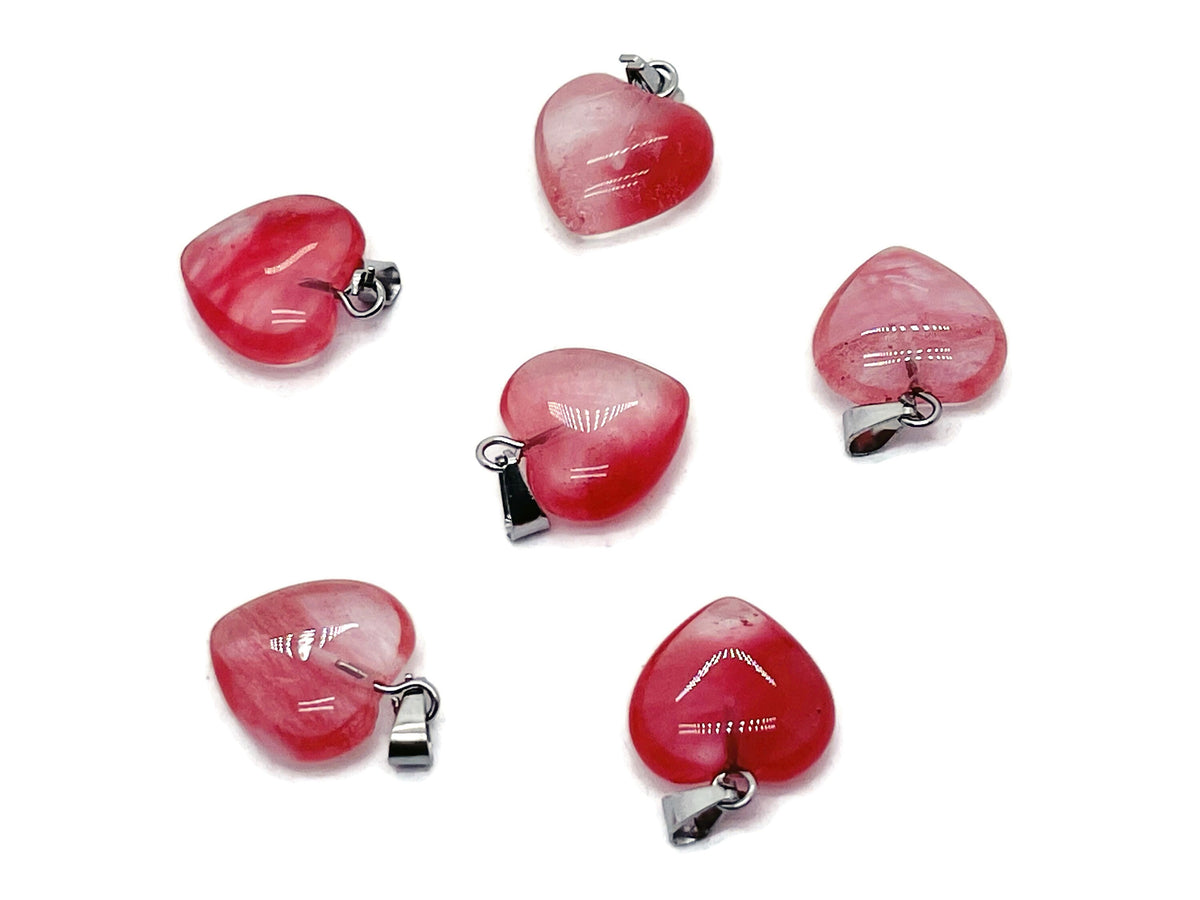 Cherry Quartz heart pendant by GemstoneGO featuring a mini crystal heart-shaped charm on a delicate chain.