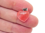 Cherry Quartz heart-shaped pendant from GemstoneGO featuring a mini crystal design on a silver chain.