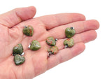 Unakite heart-shaped pendant with a mini crystal design by GemstoneGO, showcasing vibrant green and peach hues.