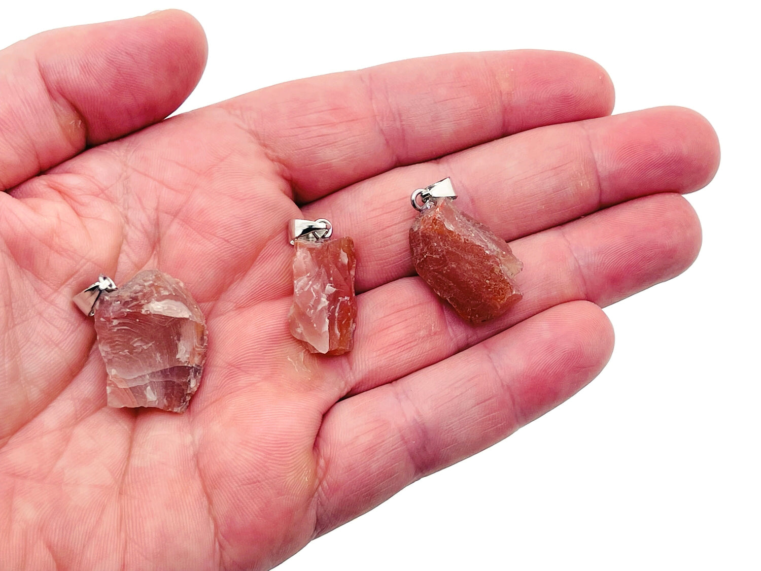 Pendentif en cristal de cornaline brute - Pendentif en cristal aux vertus curatives - Cristal percé - Cadeaux - NC1115