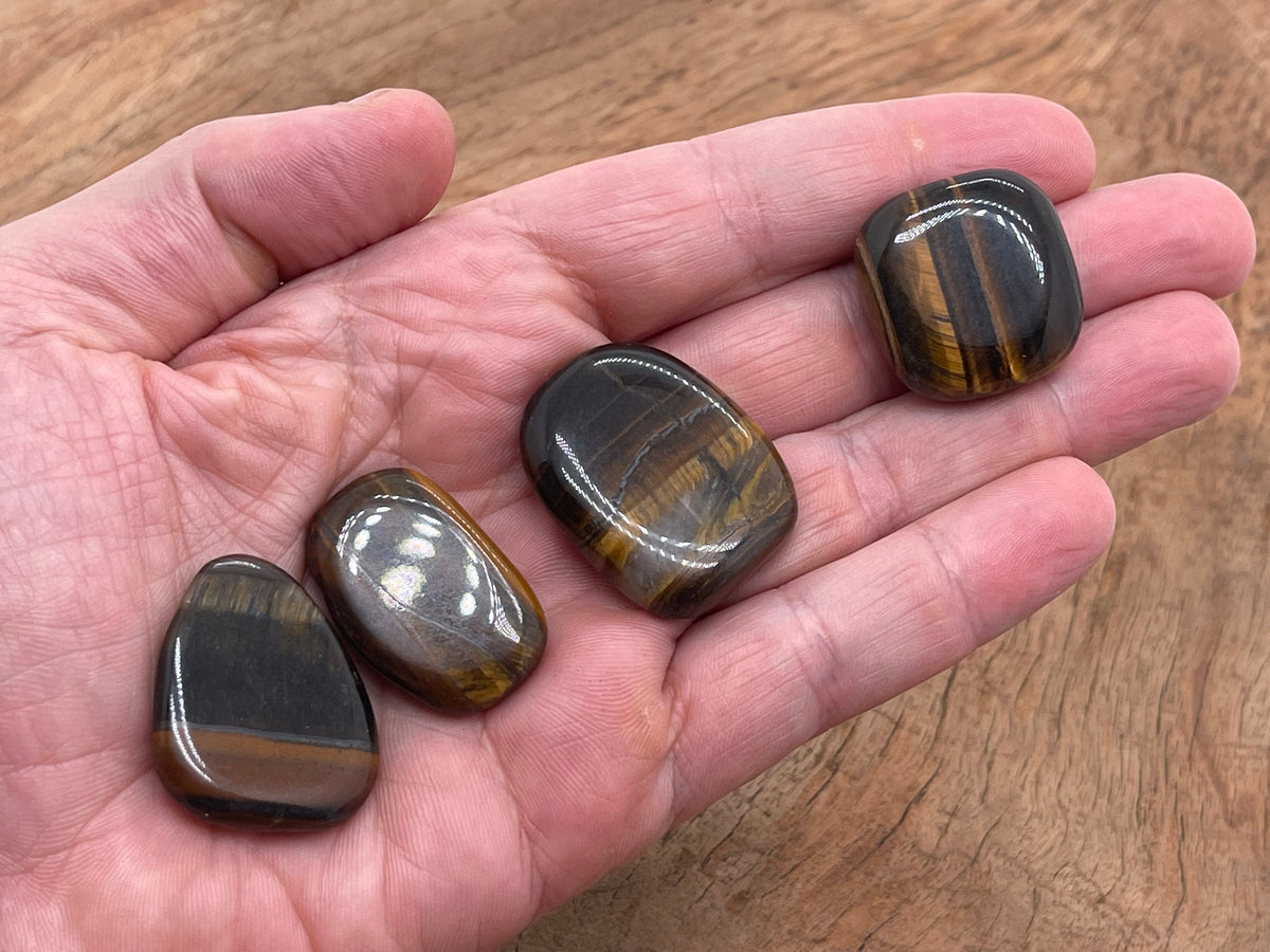 Tiger Eye flat gemstone slab, showcasing rich golden-brown colors and smooth polished surface from GemstoneGO.