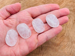 Clear quartz flat gemstone slab with polished surface, showcasing natural crystal patterns, from GemstoneGO.