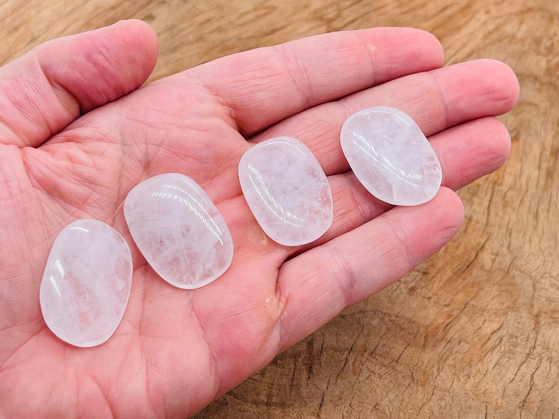 Clear quartz flat gemstone slab with polished surface, showcasing natural crystal patterns, from GemstoneGO.