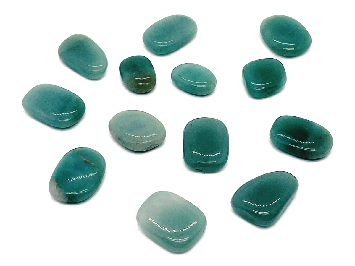 Aventurine flat gemstone slab from GemstoneGO, showcasing smooth, polished green crystal with natural marbling and vibrant color.