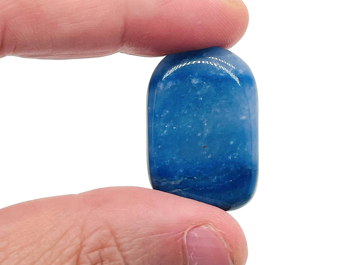 Blue aventurine flat gemstone slab from GemstoneGO, showcasing a smooth, polished blue crystal with natural gemstone patterns.