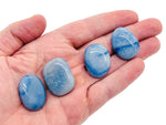 Blue aventurine flat gemstone slab from GemstoneGO, showcasing smooth, polished blue crystal with natural stone patterns
