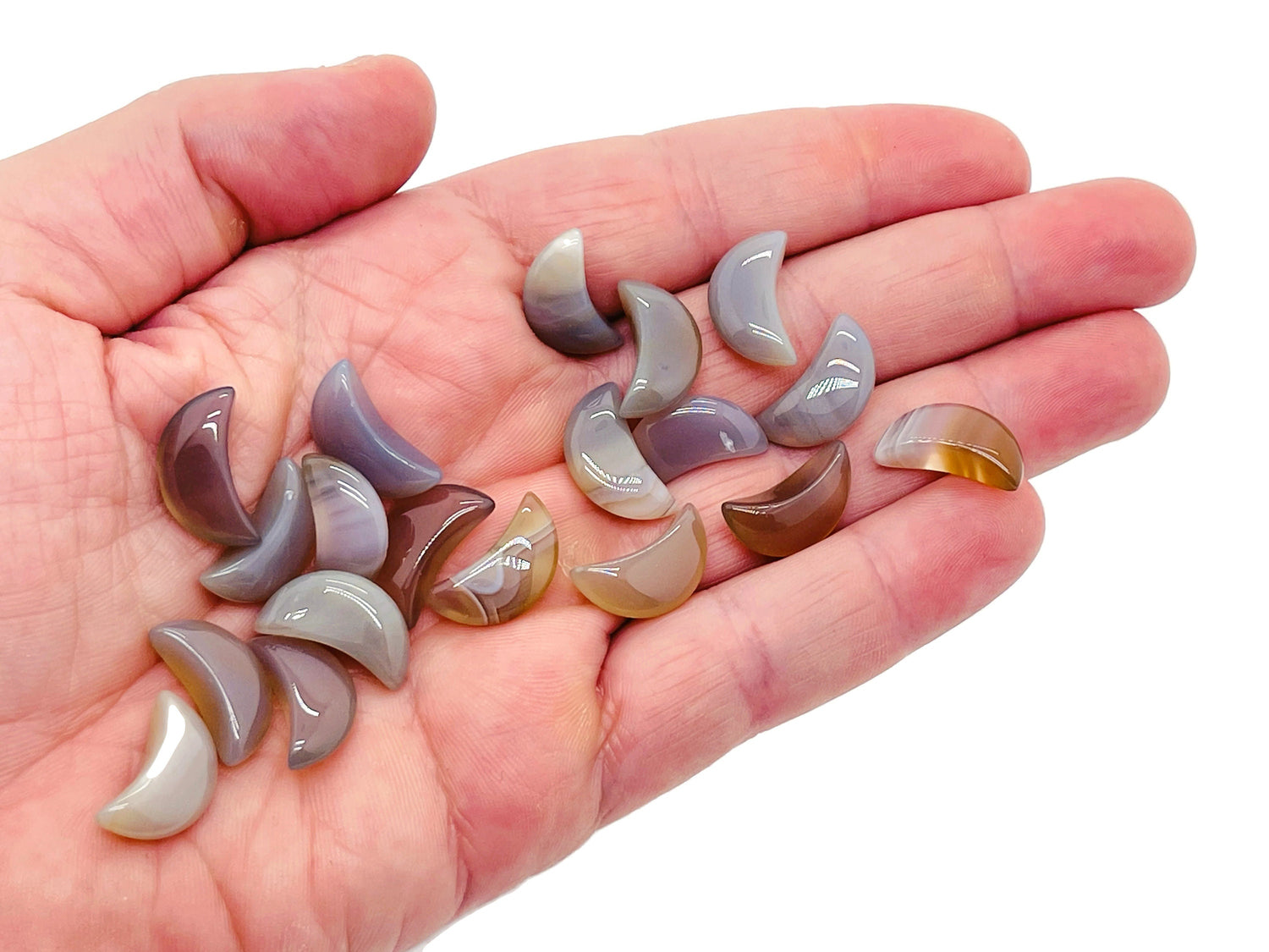 Grey Agate Gemstone Moon -20mm - MO1017