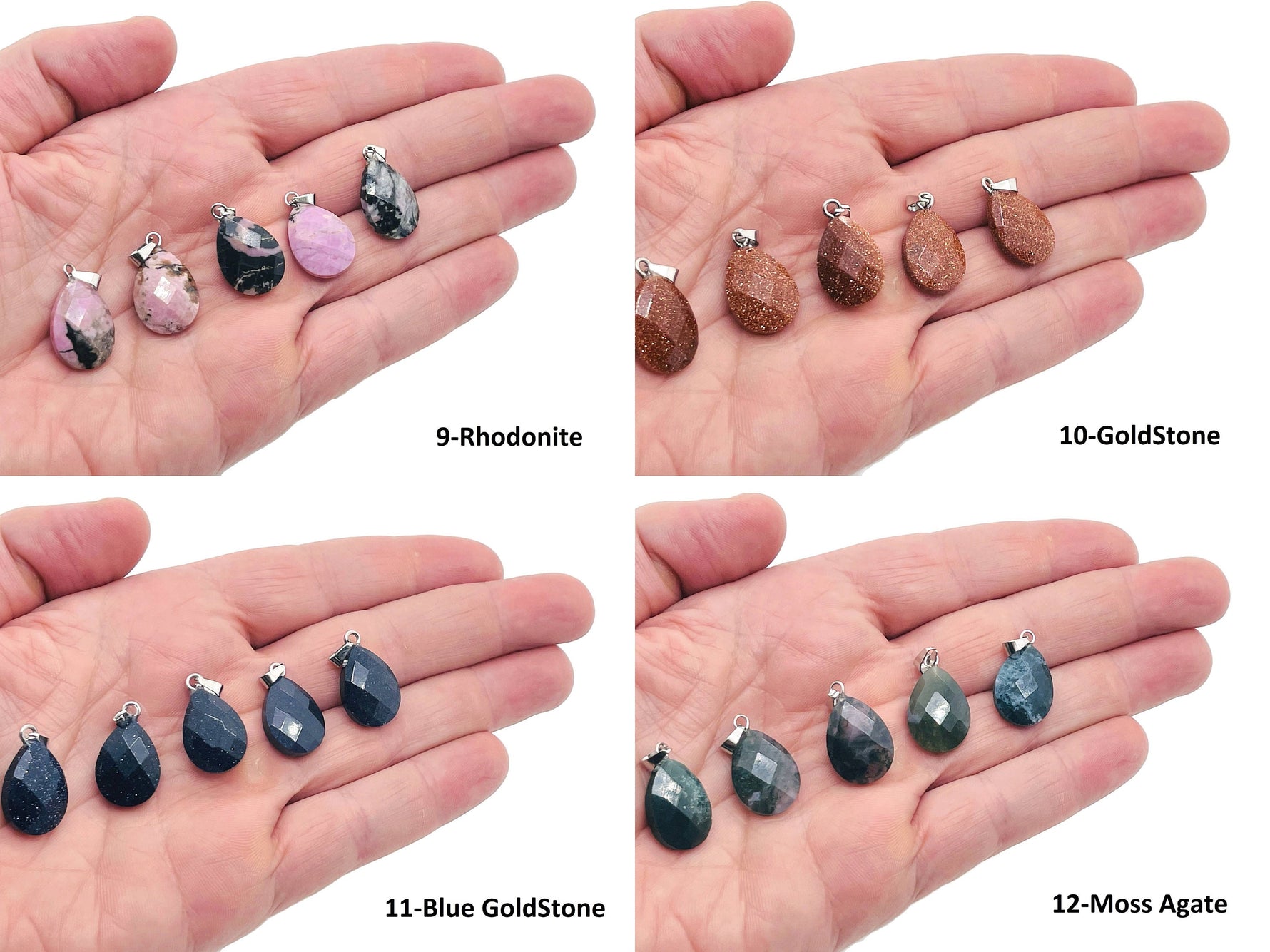 Faceted 20mm crystal pendant from GemstoneGO, jewelry making supply with a sparkling, multi-faceted glass gemstone.