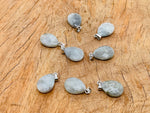 Labradorite crystal pendant, 20mm, gemstone jewelry making supplies, polished natural stone with iridescent flash.