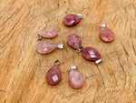 Strawberry Quartz Crystal Pendant from GemstoneGO, 20mm round gemstone for jewelry making, natural pink stone with crystal clarity.