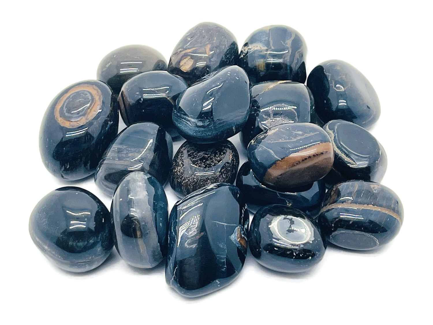 Blue Tiger Eye Tumbled Stone - Hawk Eye Stone - TU1046