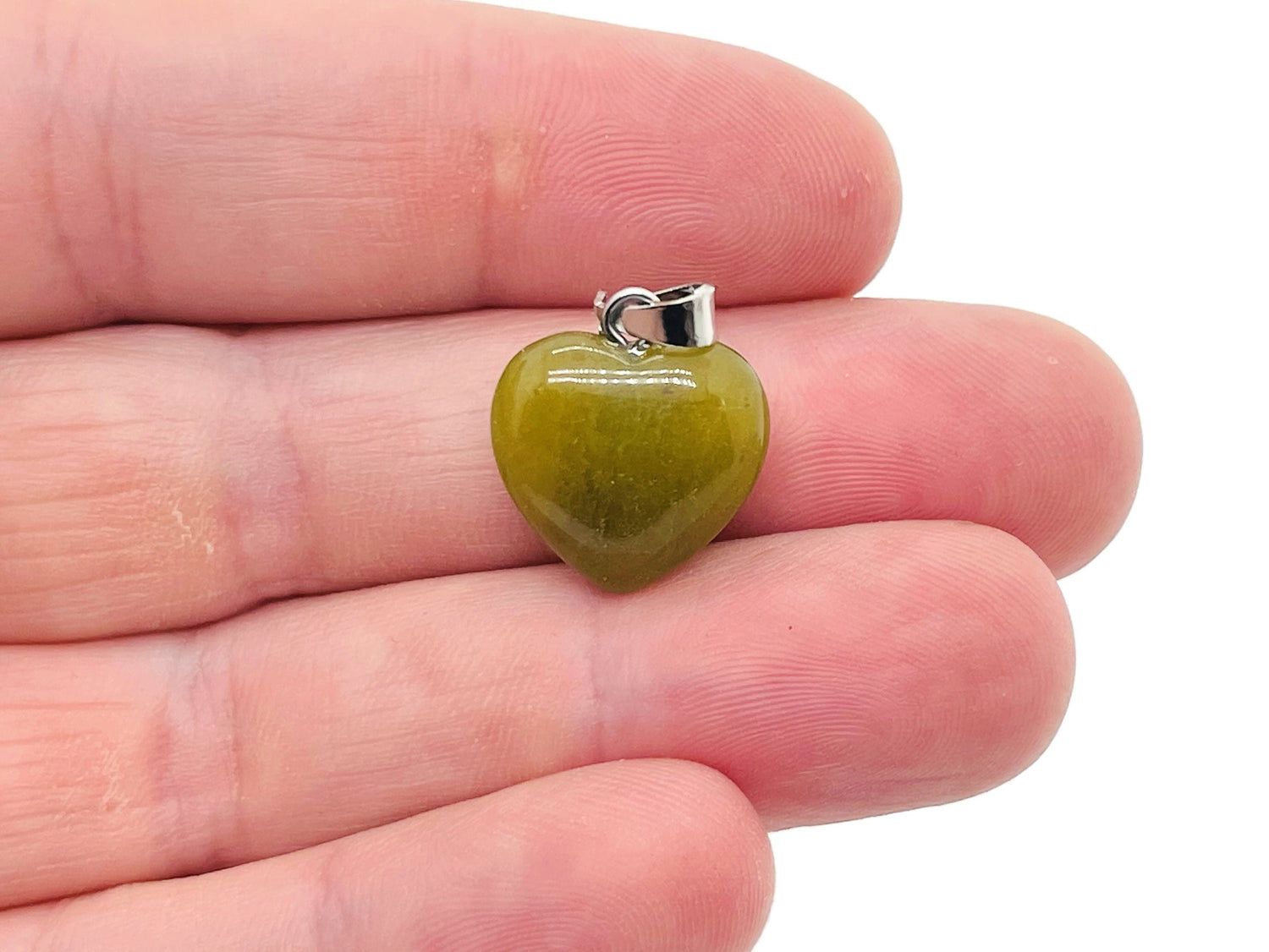 Nephrite Jade Heart Pendant - Mini Crystal Pendant - HNC1014