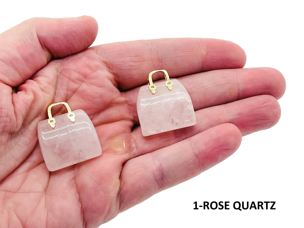 Crystal purse carving gemstone pendant from GemstoneGO featuring a detailed handbag design in vibrant crystal gemstone.